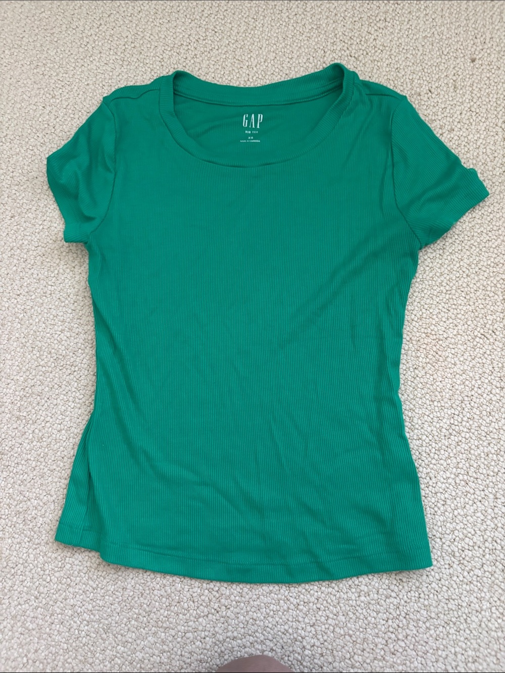 GAP Women's Emerald Ribbed Short Sleeve Tee